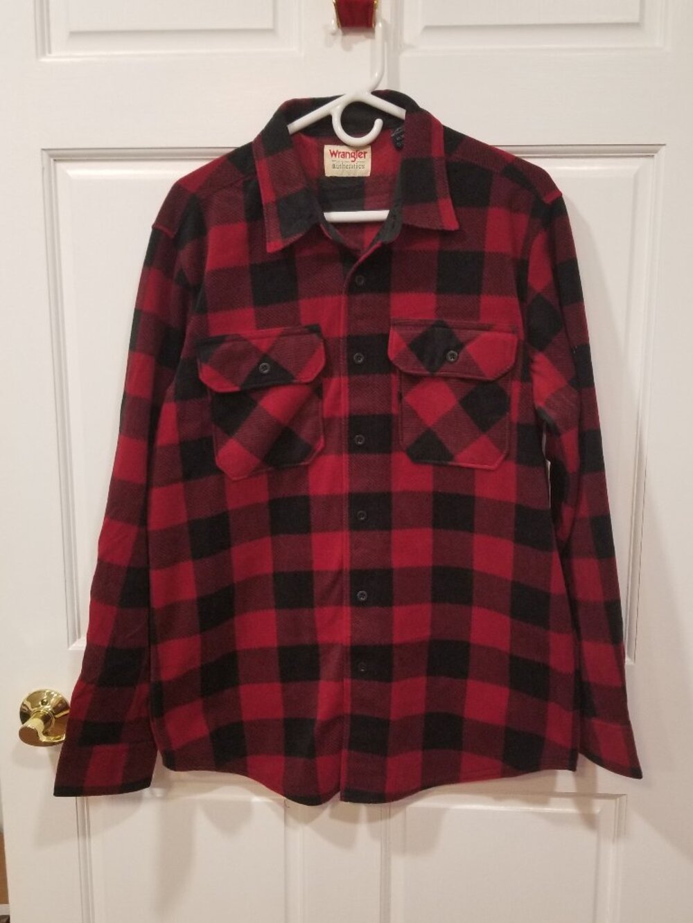 Men's Wrangler Buffalo Plaid Fleece Shirt, Size M, NWT